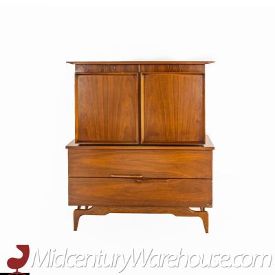 Albert Parvin Style Mid Century Walnut Highboy Dresser