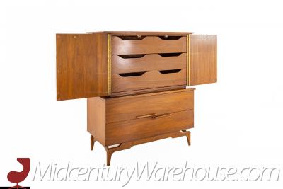 Albert Parvin Style Mid Century Walnut Highboy Dresser
