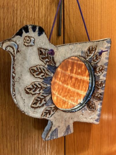 Albert Thiry Ceramic mirror by Albert Thiry France 1960s