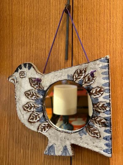 Albert Thiry Ceramic mirror by Albert Thiry France 1960s