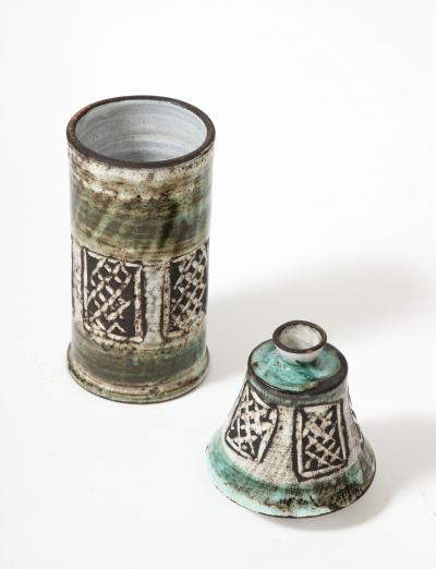 Albert Thiry Glazed Ceramic Two Part Jar Candle Holder by Albert Thiry Vallauris France