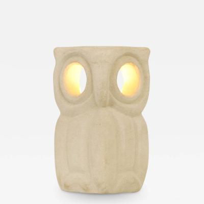 Albert Tormos Large Limestone Owl Table Lamp by Albert Tormos France 1960s
