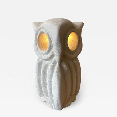 Albert Tormos Limestone Table Lamp Owl France 1970s