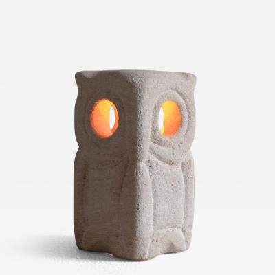 Albert Tormos carved stone owl lamp