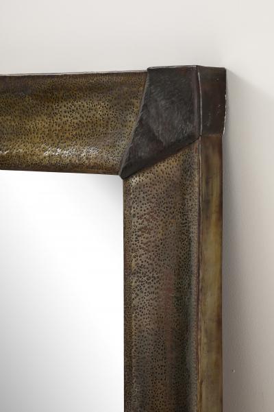 Alberto Cassoli Patinated Iron Mirror Italy late 1960s 