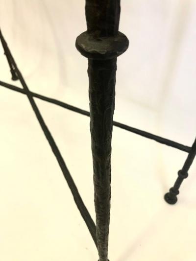 Alberto Diego Giacometti French Mid Century Bronzed Wrought Iron Console in Style of Giacometti