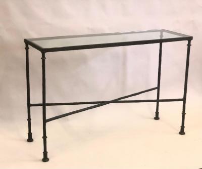 Alberto Diego Giacometti French Mid Century Bronzed Wrought Iron Console in Style of Giacometti