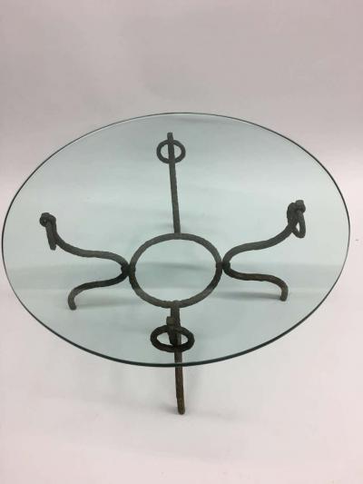 Alberto Diego Giacometti French Mid Century Hammered Iron Bronze Coffee Table Style Giacometti