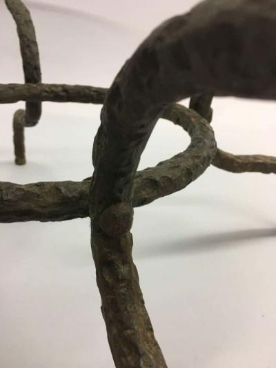 Alberto Diego Giacometti French Mid Century Hammered Iron Bronze Coffee Table Style Giacometti