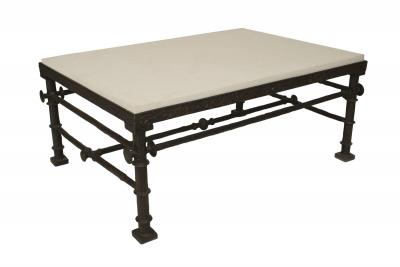 Alberto Diego Giacometti French Modern Patinated Bronze and Limestone Coffee Table