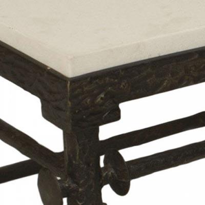 Alberto Diego Giacometti French Modern Patinated Bronze and Limestone Coffee Table