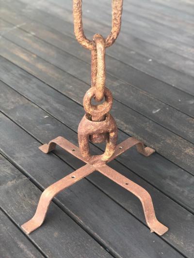 Alberto Diego Giacometti French Wrought Iron Travertine Dining Garden Table in Style of Giacometti