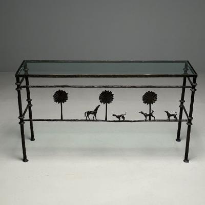 Alberto Diego Giacometti Giacometti Style Mid Century Modern Console Table Horse Dog Tree Motif