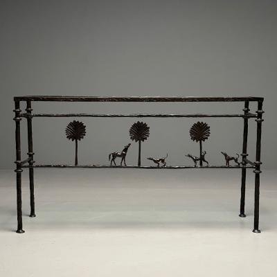Alberto Diego Giacometti Giacometti Style Mid Century Modern Console Table Horse Dog Tree Motif