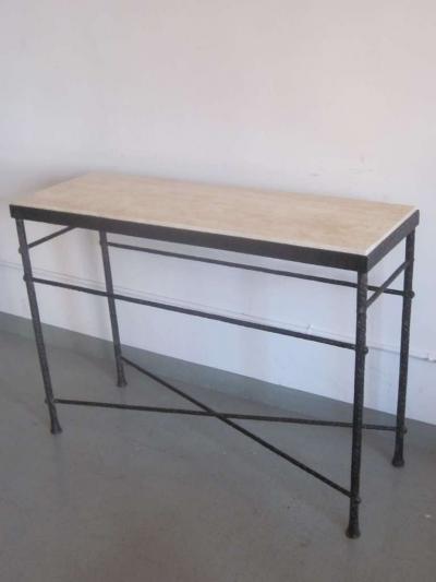 Alberto Diego Giacometti Large French Custom Hammered Iron Console Manner of Giacometti