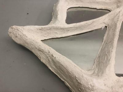 Alberto Diego Giacometti Large French Hand Made Surrealist Plaster Mirror Giacometti for JM Frank