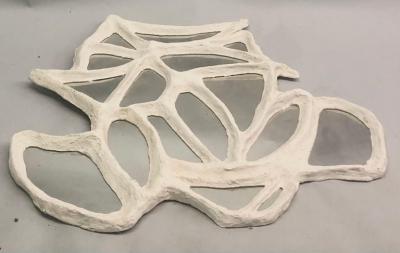 Alberto Diego Giacometti Large French Hand Made Surrealist Plaster Mirror Giacometti for JM Frank