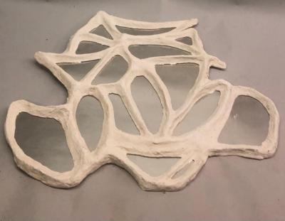 Alberto Diego Giacometti Large French Hand Made Surrealist Plaster Mirror Giacometti for JM Frank