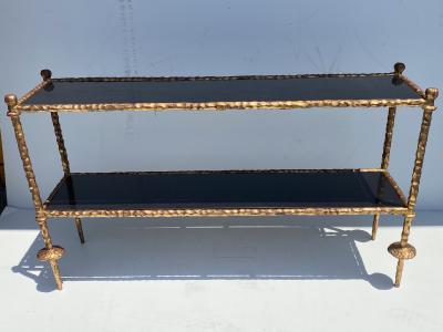 Alberto Diego Giacometti Wrought Iron Console Table in Gold Leaf Style of Giacometti