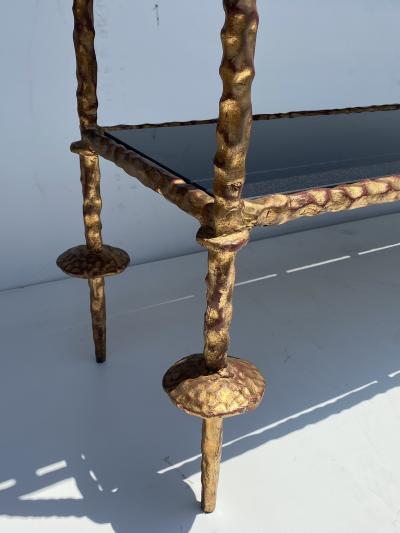 Alberto Diego Giacometti Wrought Iron Console Table in Gold Leaf Style of Giacometti