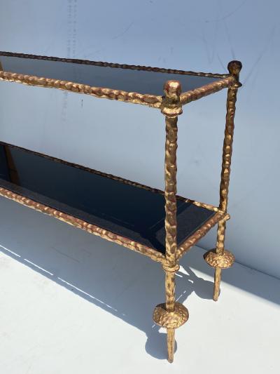 Alberto Diego Giacometti Wrought Iron Console Table in Gold Leaf Style of Giacometti