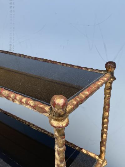 Alberto Diego Giacometti Wrought Iron Console Table in Gold Leaf Style of Giacometti