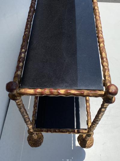 Alberto Diego Giacometti Wrought Iron Console Table in Gold Leaf Style of Giacometti