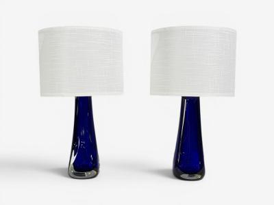 Alberto Don Table Lamps Blue Murano Glass Italy 1995