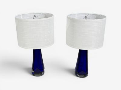 Alberto Don Table Lamps Blue Murano Glass Italy 1995