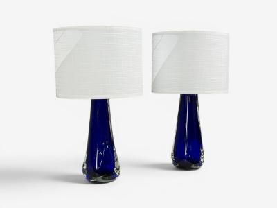 Alberto Don Table Lamps Blue Murano Glass Italy 1995