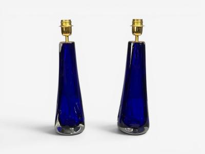Alberto Don Table Lamps Blue Murano Glass Italy 1995