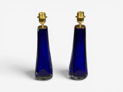 Alberto Don Table Lamps Blue Murano Glass Italy 1995