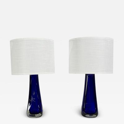 Alberto Don Table Lamps Blue Murano Glass Italy 1995