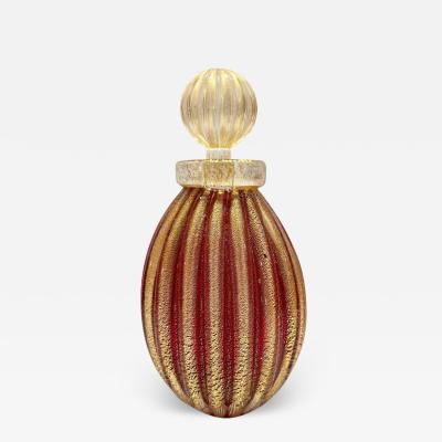 Alberto Dona Alberto Don 1970s Vintage Italian Crystal Gold Ruby Red Murano Glass Bottle