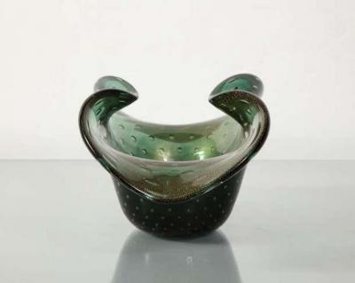 Alberto Dona Alberto Don Murano Green Bullicante and Aventurina Glass Dish 1970s 2