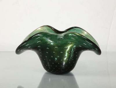 Alberto Dona Alberto Don Murano Green Bullicante and Aventurina Glass Dish 1970s 2