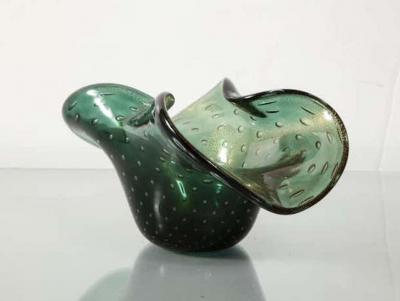 Alberto Dona Alberto Don Murano Green Bullicante and Aventurina Glass Dish 1970s 2
