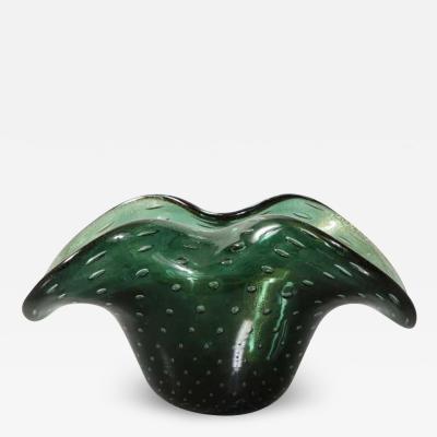 Alberto Dona Alberto Don Murano Green Bullicante and Aventurina Glass Dish 1970s 2