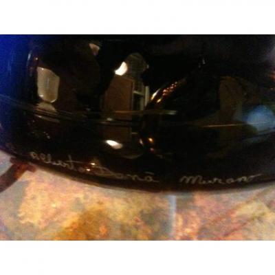 Alberto Dona Alberto Dona Monumental Art Deco Black White Murano Glass Table Floor Lamp