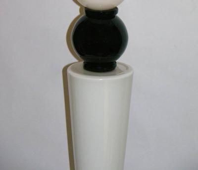 Alberto Dona Alberto Dona Monumental Art Deco Black White Murano Glass Table Floor Lamp