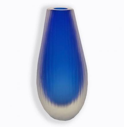 Alberto Dona Alberto Dona Trio Conneto Supreme Blue Murano Sommerso Glass Vases Signed 