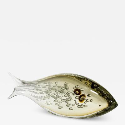 Alberto Dona Amber and Mink Bullicante glass fish sculpture by Alberto Dona