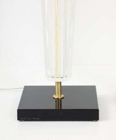 Alberto Dona Art Deco Style Venetian Glass Lamps in Clear Glass with Black Glass Base Signed