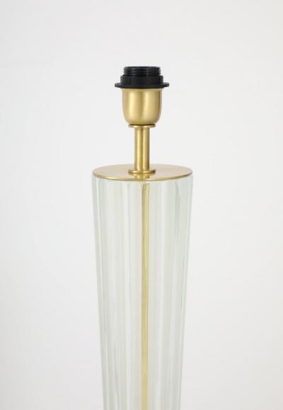 Alberto Dona Art Deco Style Venetian Glass Lamps in Clear Glass with Black Glass Base Signed