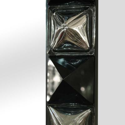 Alberto Dona Black and silver diamond cut Murano glass Mirror