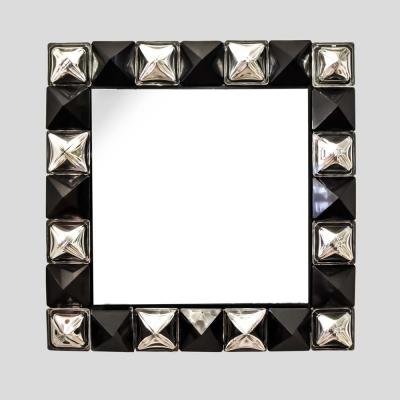 Alberto Dona Black and silver diamond cut Murano glass Mirror