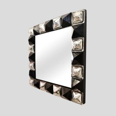 Alberto Dona Black and silver diamond cut Murano glass Mirror