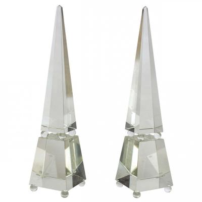Alberto Dona Fine Pair of Monumental Murano Glass Obelisks by Alberto Dona