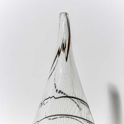 Alberto Dona Hand Blown Clear With Black Filigrana Glass Vase By Alberto Dona