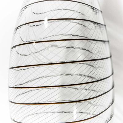 Alberto Dona Hand Blown Clear With Black Filigrana Glass Vase By Alberto Dona